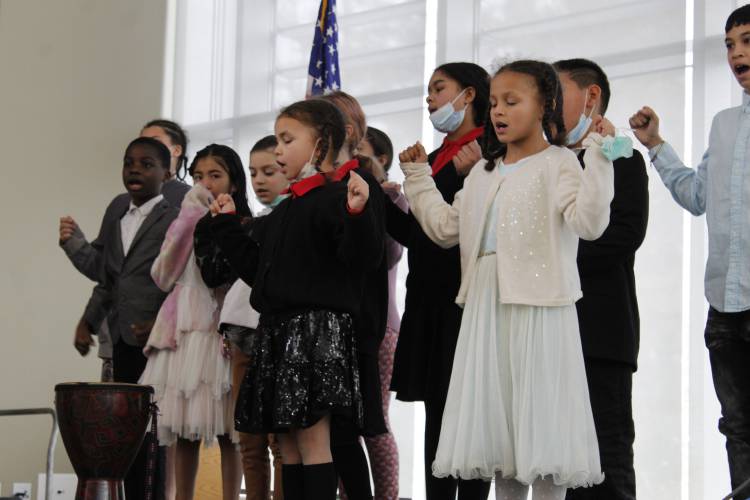 Children in the Twice as Smart youth group perform during Greenfield Community College’s Martin Luther King Jr. Day celebration in 2023. The youth group will return for this year’s event on Monday, Jan. 15.