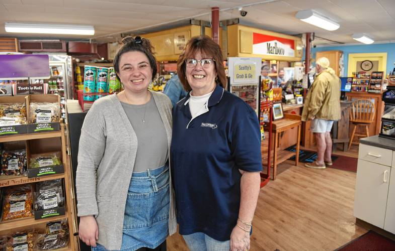 Liana Pleasant, new owner of Scottys, with former owner Bobbi Marguet, in the store in Turners Falls.