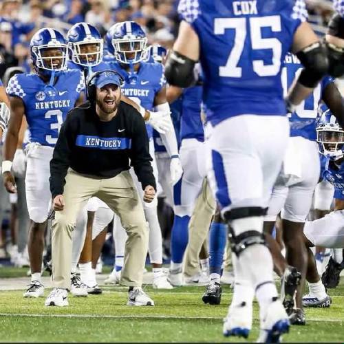 Wendell native Scott Woodward, shown coaching at Kentucky this past season, took the position as head football coach at Middlesex School for the upcoming season.