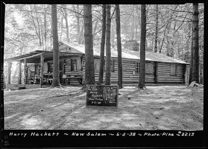 The main cabin belonging to Harry Hackett in New Salem is one of the photos that can be found online at Digital Commonwealth. This photo was taken on June 2, 1938.