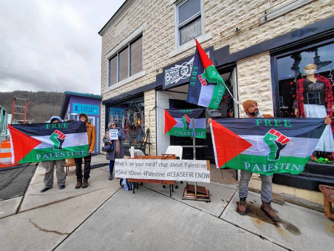 On Dec. 11, after the United States vetoed a cease-fire resolution made by the United Nations, Palestinian activists called for a global strike in protest. Bridge Street Bazaar joined the strike, with the owners closing their store and standing on Bridge Street in Shelburne Falls for the day of action.