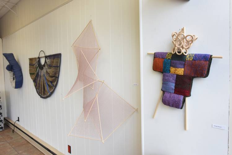 “Shapes in Space,” an art installation by Mary Frongillo, is on display at Greenfield Community Television offices on Main Street in Greenfield until March 29.