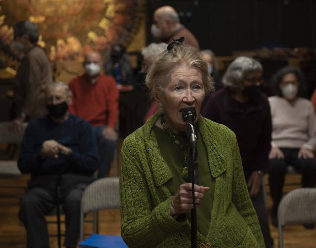 Rosemary Caine rehearsing with the Young @ Heart Chorus in 2022. “By the time I was in secondary school in the part of Ireland known as The Pale,” writes Caine, “any residue of the language was gone, or so I thought.”