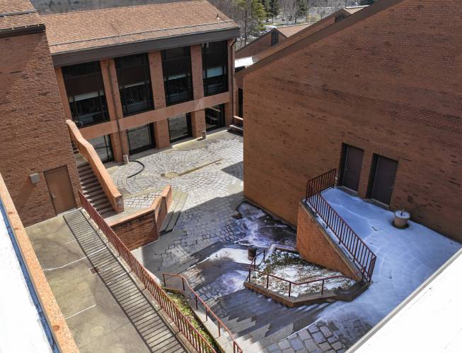 The south courtyard at Greenfield Community College is slated to be renovated starting in June.