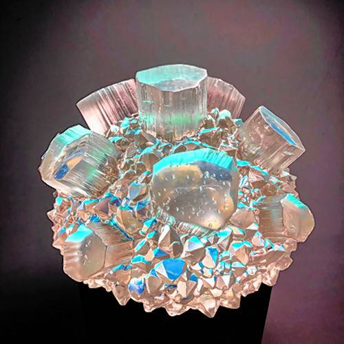 A geo nodule, created by Shelburne Falls glass artist Jeremy Sinkus. His work will be on display at the Salmon Falls Gallery in Shelburne Falls throughout May and June.