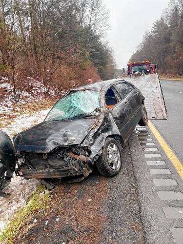 A man was taken to Brattleboro Memorial Hospital in Vermont on Wednesday morning after the vehicle he was driving rolled over in the area of mile marker 54 in Interstate 91’s northbound lane. The car, a Toyota Corolla, was towed by Koch’s Automotive.