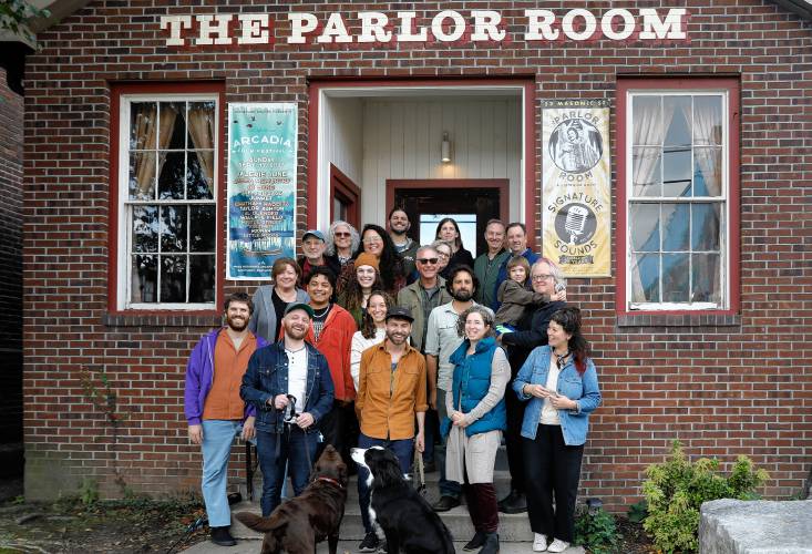 Members of the Parlor Room  outside of the nonprofit music venue Tuesday afternoon in Northampton.