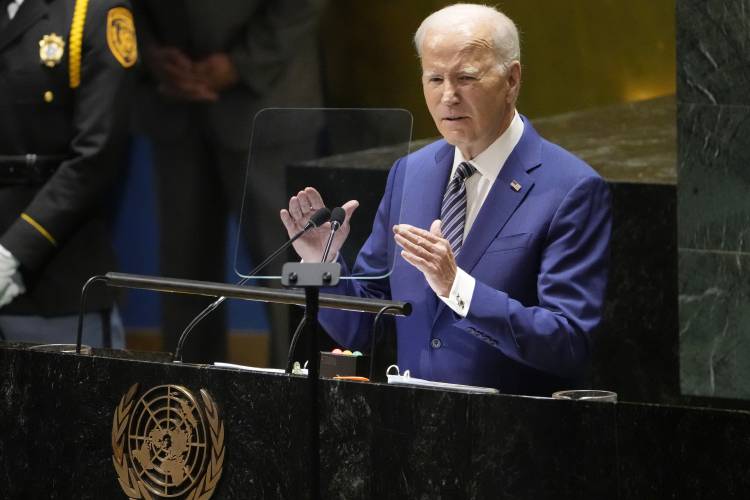 President Joe Biden addresses the U.N. in New York on Sept. 19.