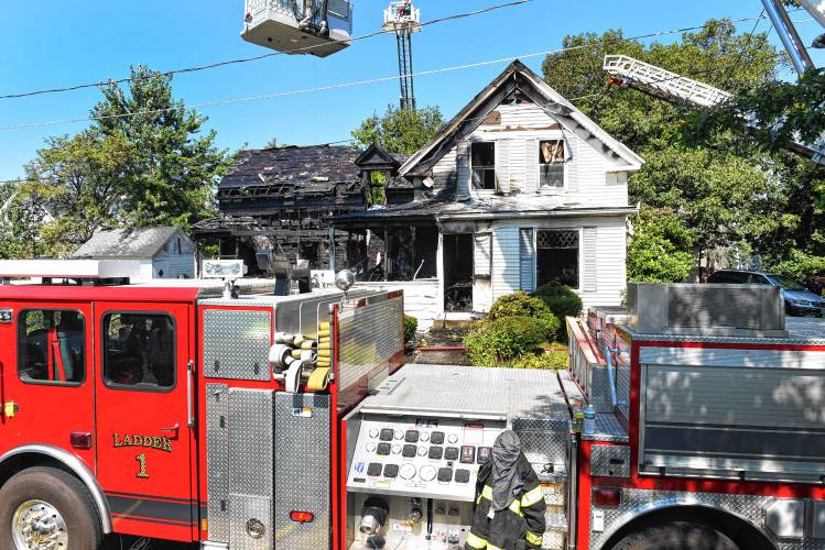 Multiple area fire departments battled a three-alarm house fire at 92 Fern St. in Athol on Sept. 7.