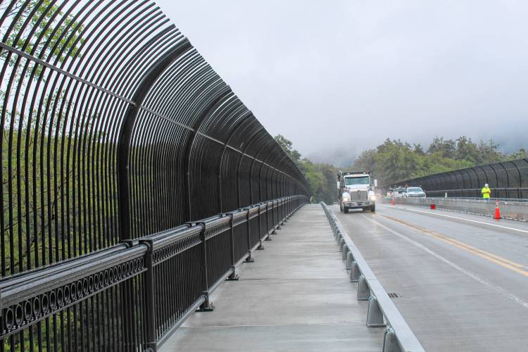 Safety barriers on the French King Bridge between Gill and Erving are now fully installed.