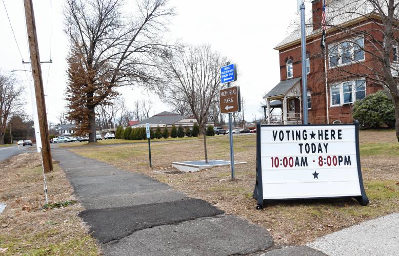 Voting at Deerfield’s municipal offices on Tuesday.