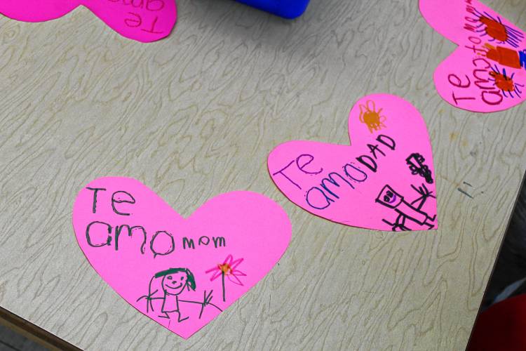 Students get a Spanish lesson by creating Valentines.