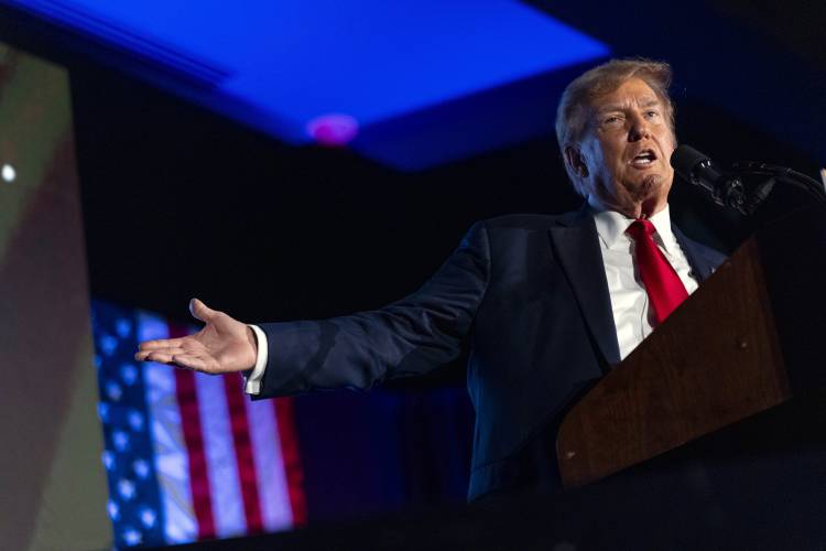 Republican presidential candidate former President Donald Trump speaks at the Black Conservative Federation’s Annual BCF Honors Gala at the Columbia Metropolitan Convention Center in Columbia, S.C., Friday, Feb. 23, 2024.