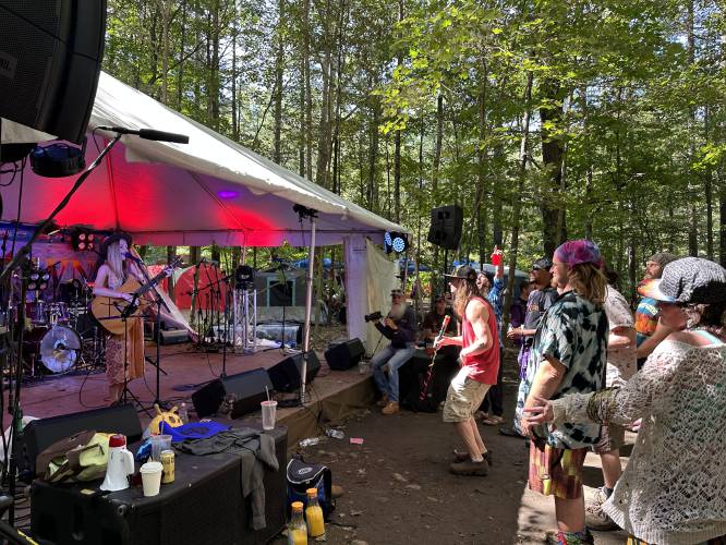 Caylin Costello performs on the Riverworm Stage at this year’s Wormtown Music Festival at Camp Kee-wanee in Greenfield.