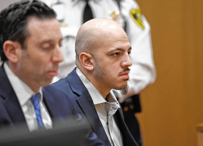 Gil Viera, right, in Franklin County Superior Court on Tuesday with defense attorney Jared Olanoff.