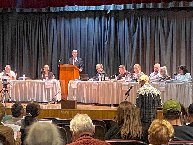 About 100 residents attended Northfield's Annual Town Meeting on Monday at Pioneer Valley Regional School.