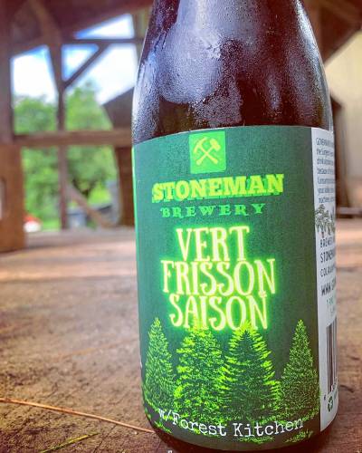 The beer from Colrain’s Stoneman Brewery that is a finalist for the 2024 Good Food Awards is called the Vert Frisson Saison.