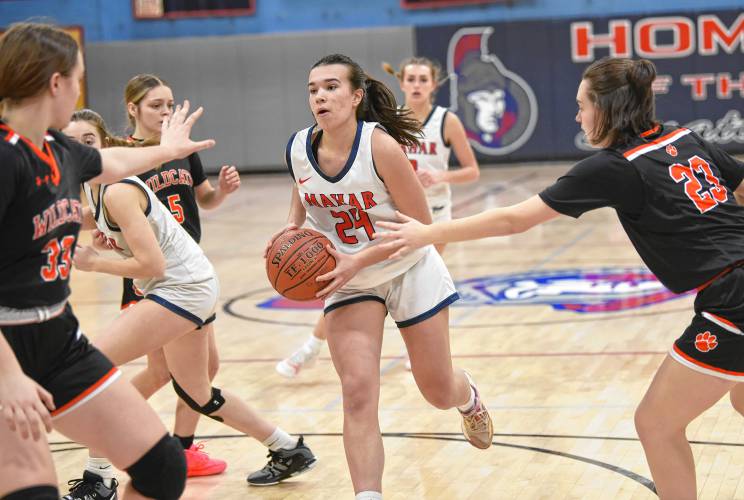 Irati Martinez and the Mahar girls basketball team fell on the road at top-seeded Hoosac Valley in the MIAA Division 5 Round of 16 on Monday night in Cheshire.