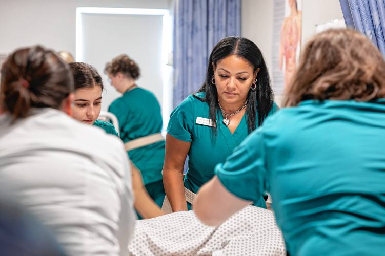 Greenfield Community College nursing students are pictured in their learning labs. GCC will hold a Health Career Exploration Fair on Thursday, May 2, from 5 to 7 p.m. in the East Building.