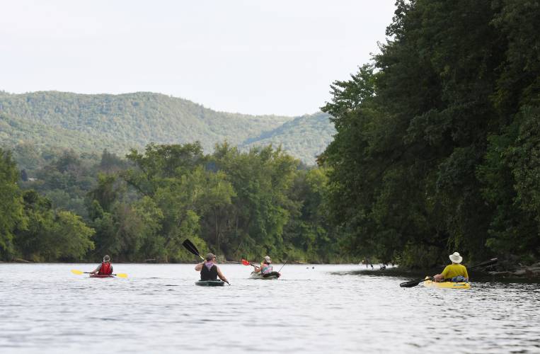 Kayaking on the Connecticut River in Northfield. The Connecticut River Defenders’ “A People’s Hearing: The Rights of Nature” on Saturday is intended “to hear testimony about the way the rights of nature with respect to the Connecticut River are being violated,” according to the organization’s event announcement.