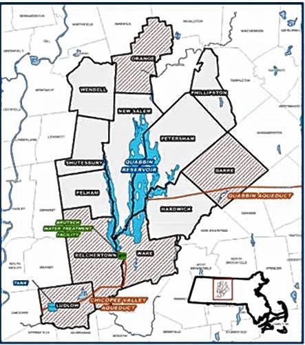 A Massachusetts Water Resources Authority study area for the possible expansion to Quabbin watershed communities.