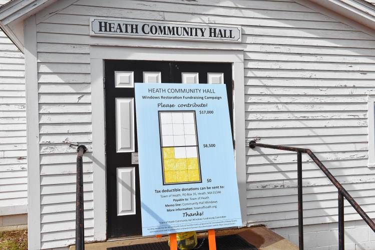 Fundraising progress toward restoring Heath Community Hall’s windows is being tracked.