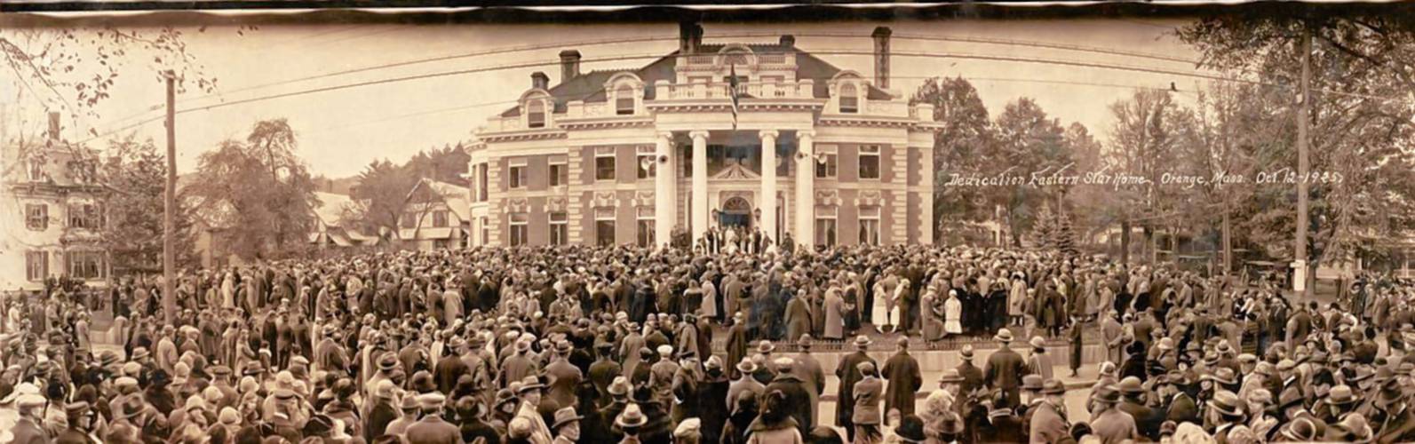 This photo was taken in October 1925 at the opening of the Eastern Star Rest Home, formerly the Wheeler Mansion in Orange. The event attracted more than 1,000 people. Cynthia Butler, current owner of the mansion, looked to create the 1925 photo at Monday’s ribbon-cutting ceremony.