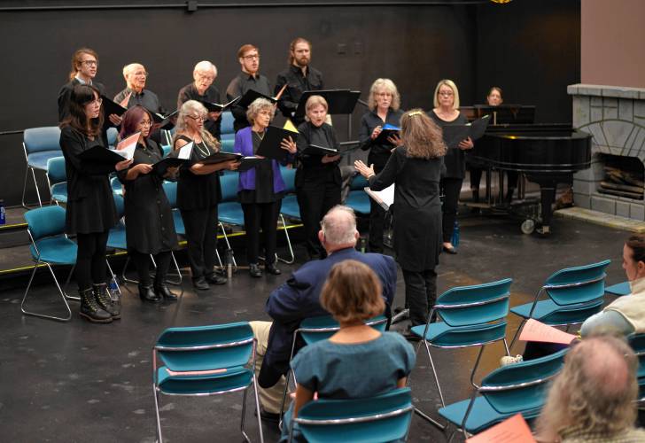 The Greenfield Community College Community Chorus performs in the Sloan Theater at the campus in October 2023. The chorus will present a full performance on Friday, April 12, at the Episcopal Church of Saints James and Andrew.
