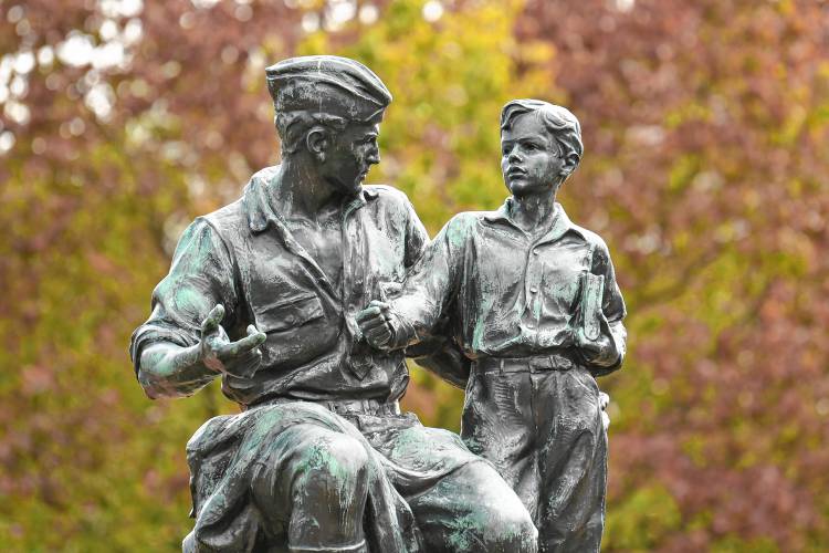 The Massachusetts Peace Statue in Memorial Park in Orange.