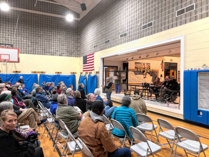 Colrain voters approved the sole article on Thursday’s Special Town Meeting warrant, on transferring money from the Highway Department wages account to a new account for contracted snow and ice removal services, after amending the figure to $40,000.