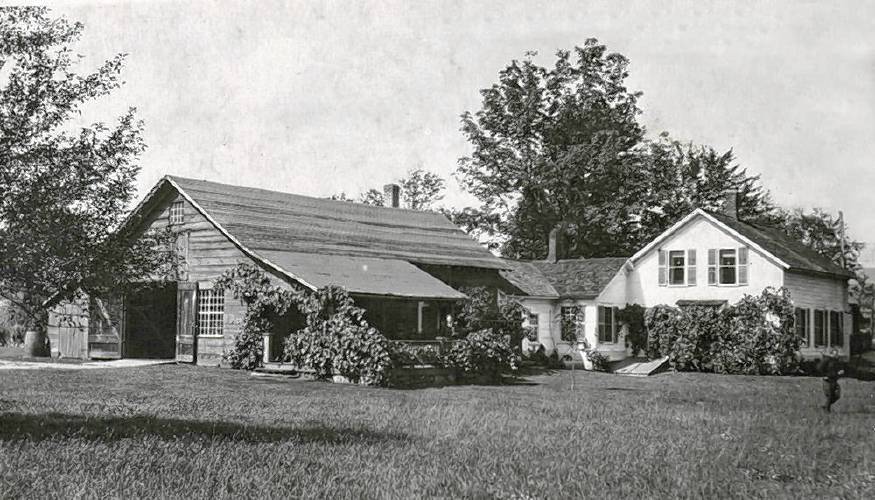 An archival photo of the Hiram Woodward Place at 3 Woodward Road in Buckland.