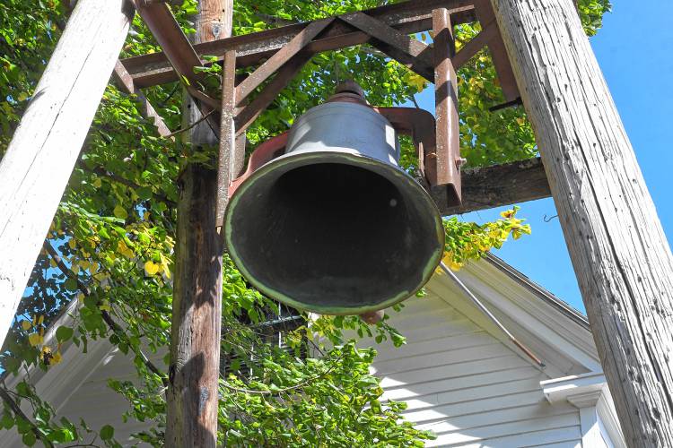The bell outside the Trinitarian Congregational Church in Warwick.