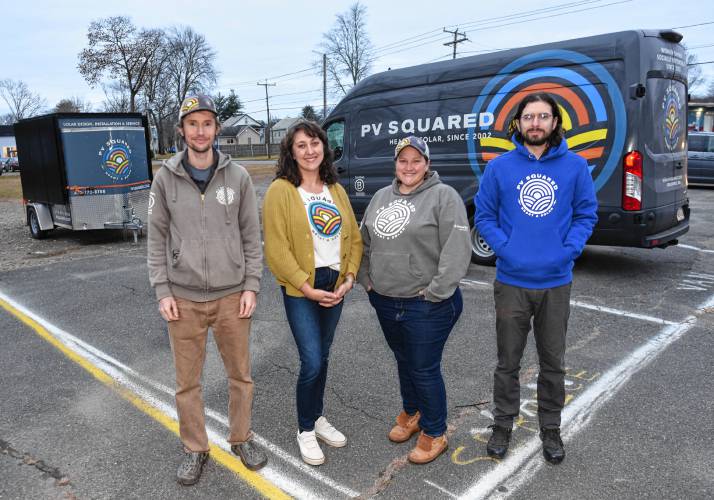 New worker-owners at PV Squared in Greenfield are Robin Creamer, Brittany Hathaway, Kate Carter and Alex Peterkin at the Wells Street business in Greenfield.