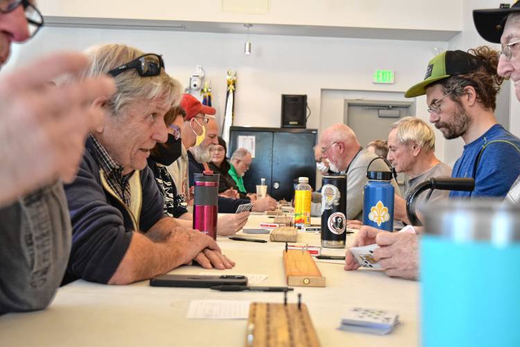 Players at Saturday’s cribbage tournament to benefit the Greenfield Recreation Department.
