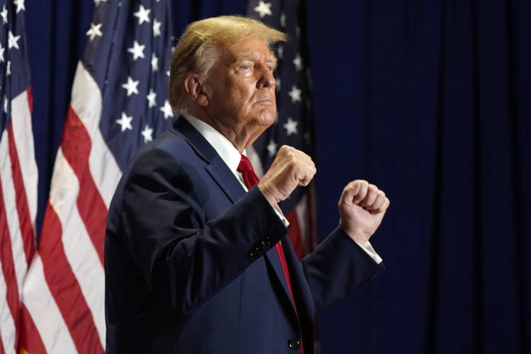 Republican presidential candidate former President Donald Trump gestures at a campaign rally, March 2, 2024, in Richmond, Va. The Supreme Court has restored Donald Trump to 2024 presidential primary ballots, rejecting state attempts to hold the Republican former president accountable for the Capitol riot.