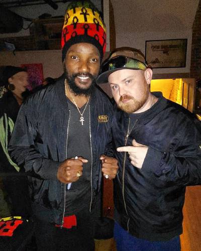 Simon White, right, with Jamaican rap/reggae artist Kabaka Pyramid, who he opened for at Hawks &  Reed in October 2023. White will headline the first Full Moon-Reggae-Dance Party at Deja Brew in Wendell on Saturday, Jan. 20, at 7 p.m.