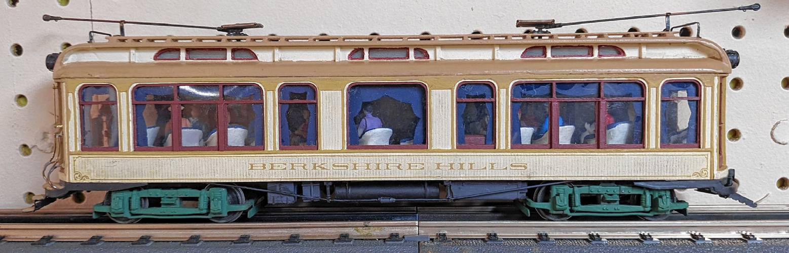 Model of the “Berkshire Hills” trolley car by Kinsley Goodrich, at the Shelburne Falls Trolley Museum.
