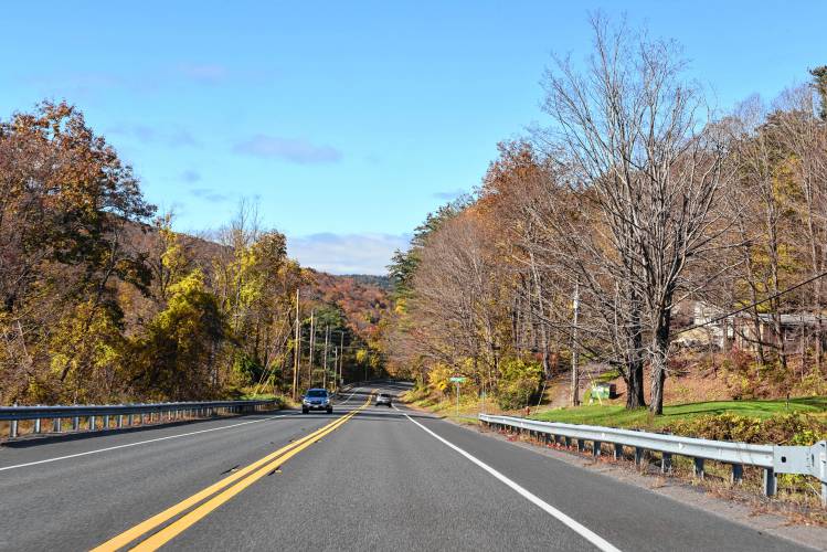 The Mohawk Trail in Shelburne amid lackluster foliage this year.