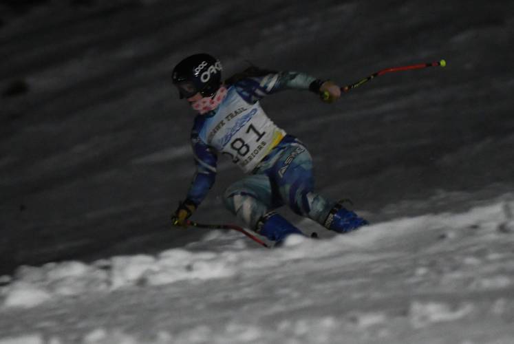 Mohawk Trail’s Addie Loomis competes in the giant slalom at Berkshire East earlier this season. 
