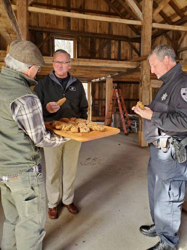Sheriff Chris Donelan, corporals Jason Kelton and Gregory King, and clients were on hand at the Wilder Homestead in Buckland on Feb. 12.