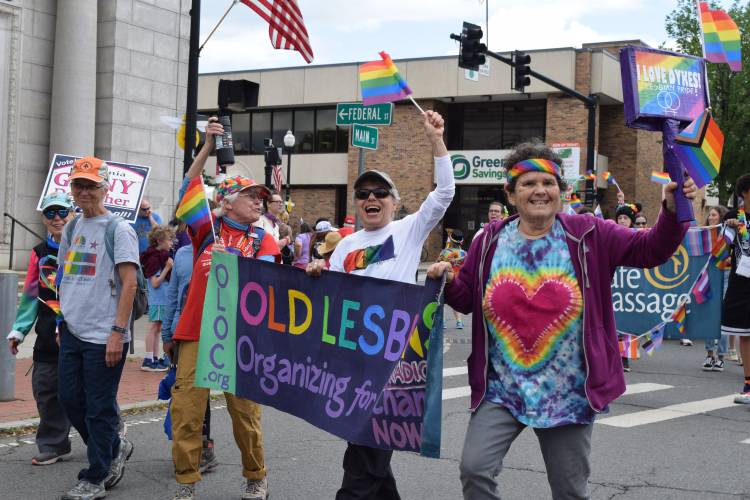 Hundreds marched in the 2023 Franklin County Pride parade in Greenfield. Franklin County Pride is one of the recipients of funding from the Montague Cultural Council.