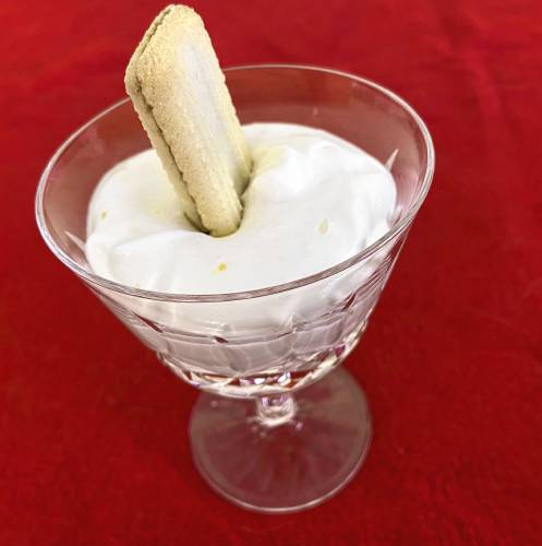 Syllabub was originally a drink made with wine, fruit, and milk or cream that was popular in England beginning in the 16th century. By Jane Austen’s time, it had morphed into a sort of pudding made of cream, white wine, and citrus or cider. The alcohol and the citrus preserved and clotted the cream a bit.