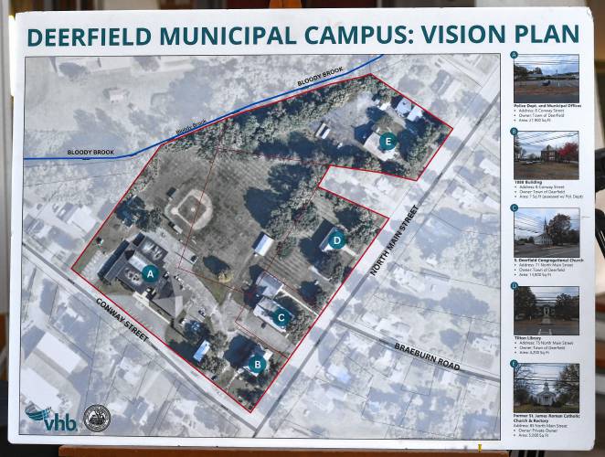 The vision plan for the Deerfield municipal campus in the center of South Deerfield.