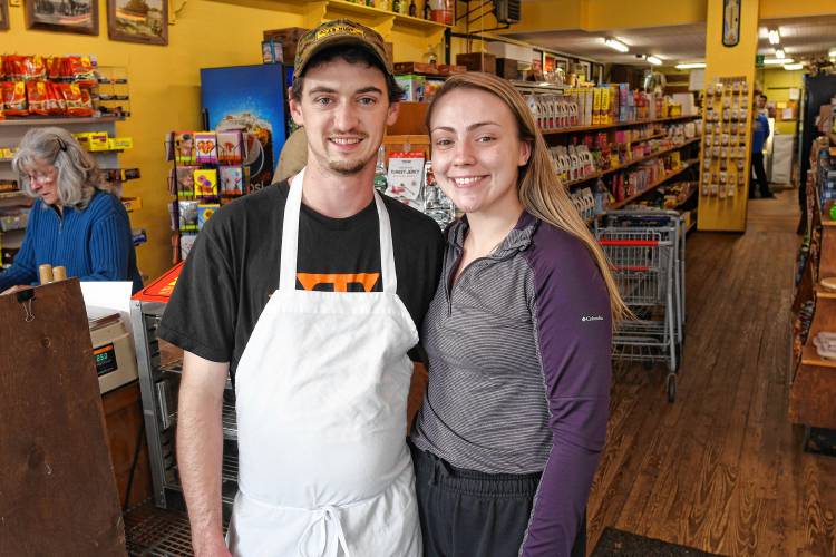 New owners Jesse and Amber Snow of Marshalls Country Store in Bernardston.