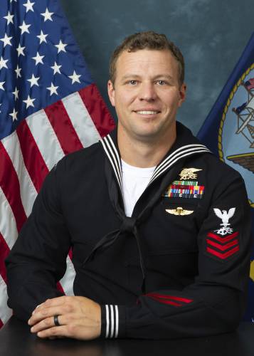 This photo provided by the Department of Defense shows Navy Special Warfare Operator 1st Class Christopher J. Chambers. Chambers, a Westfield High School graduate who attended college and swam competitively at UMass,  is one of the two SEALs who were lost at sea during a raid on a boat carrying illicit Iranian-made weapons to Yemen.   