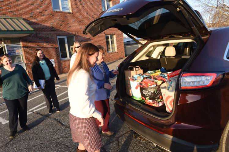 A load of food, donated by the Northwestern District Attorney’s Office, arrives at the Supper for Six food drive at the United Way offices in Greenfield in 2023. This year’s drive-thru collection will be held Thursday.