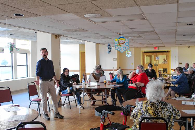 Franklin Regional Council of Governments Senior Economic Planner Ted Harvey led a listening session at The Weldon apartment building last week as FRCOG and Greenfield collaborate on a digital equity plan.