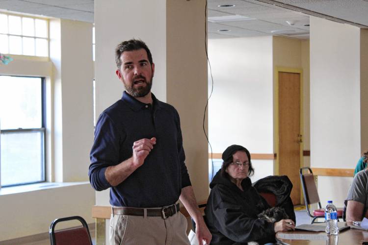 Franklin Regional Council of Governments Senior Economic Planner Ted Harvey led a listening session at The Weldon apartment building last week as FRCOG and Greenfield collaborate on a digital equity plan.