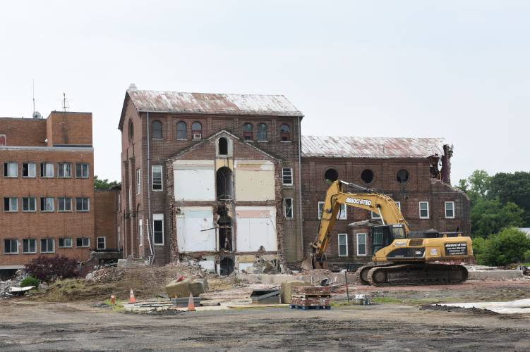 Since the old Farren Care Center was demolished, pictured, and ownership was transferred to the town of Montague in the fall of 2023, town officials have been conversing with the Massachusetts Housing Partnership and engineering firm VHB to collect ideas on how the lot can be best used to serve the community as a “Village Center.”