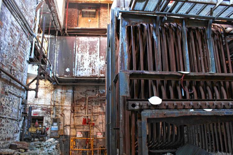 Inside of the former International Paper mill in Erving. 